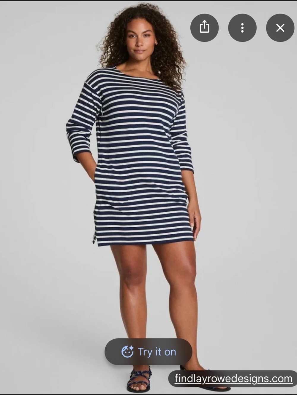 Spanx cotton boatneck Navy & White Striped Women’s cotton mini dress